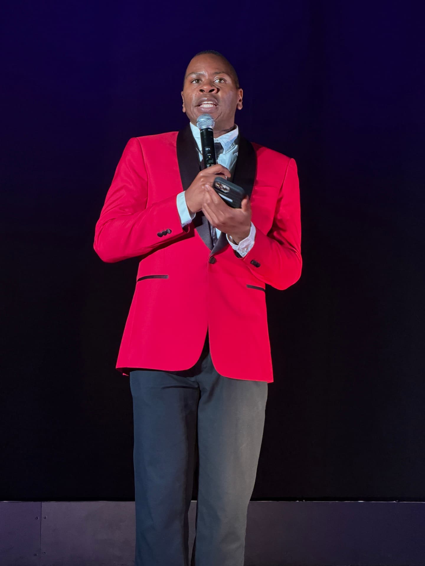 Richard Matthews hosting on stage